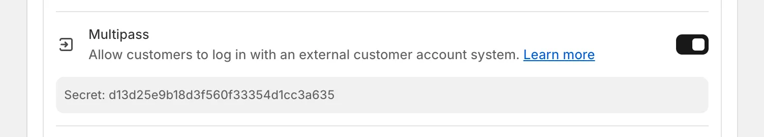 Shopify Multipass configuration code