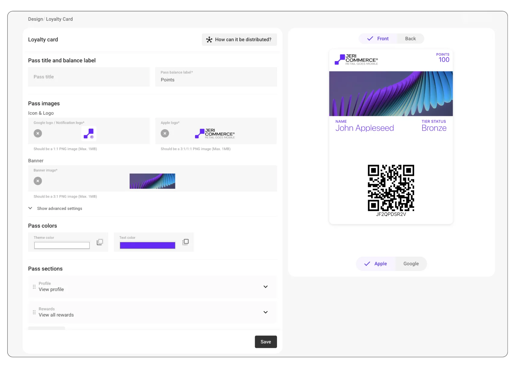 Loyalty card design preview