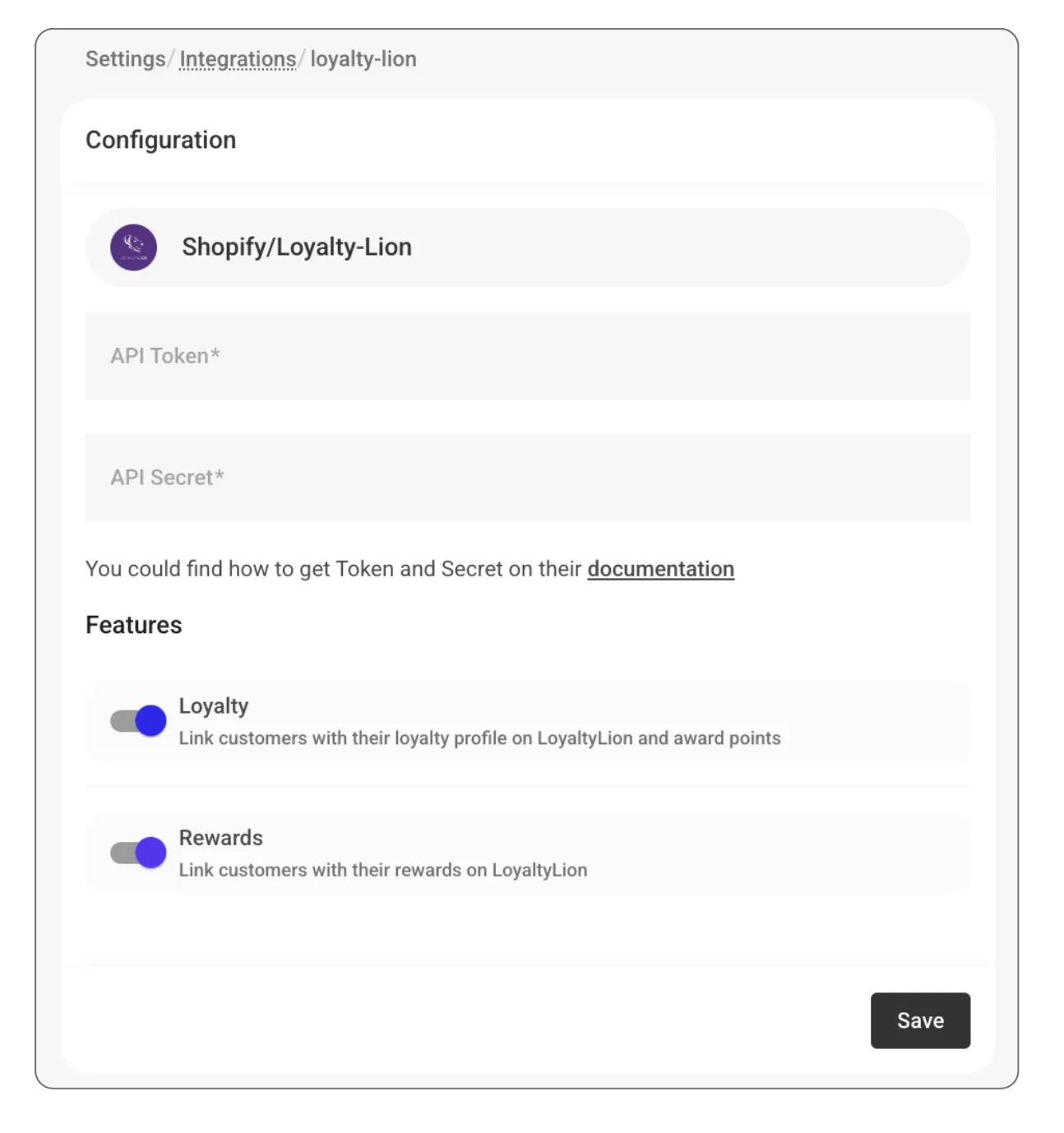 LoyaltyLion integration settings page