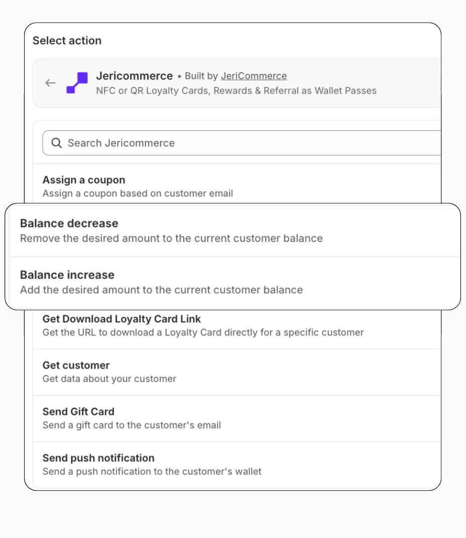 Shopify Flow actions for updating balance