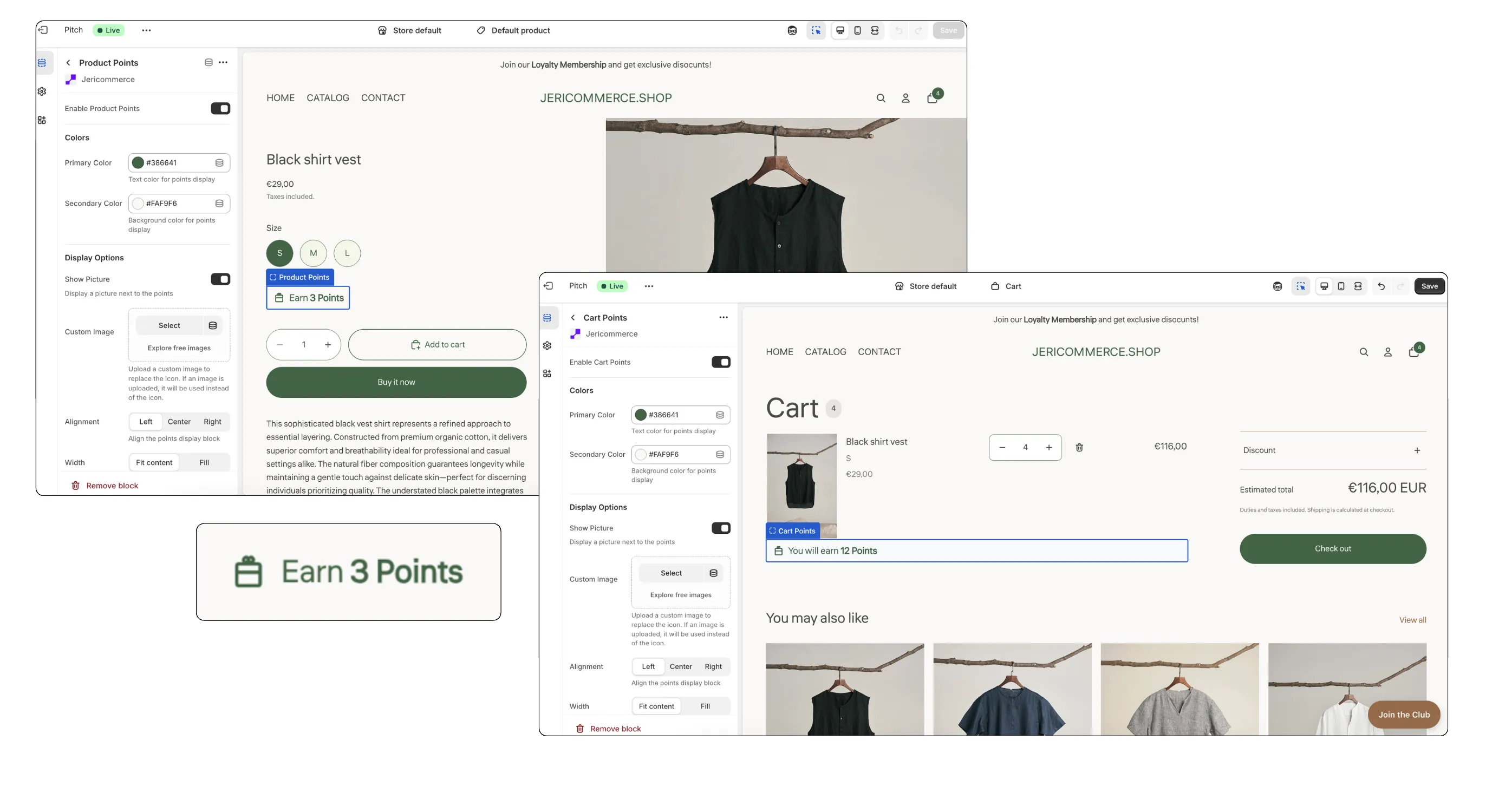 Points accumulation extensions in theme editor