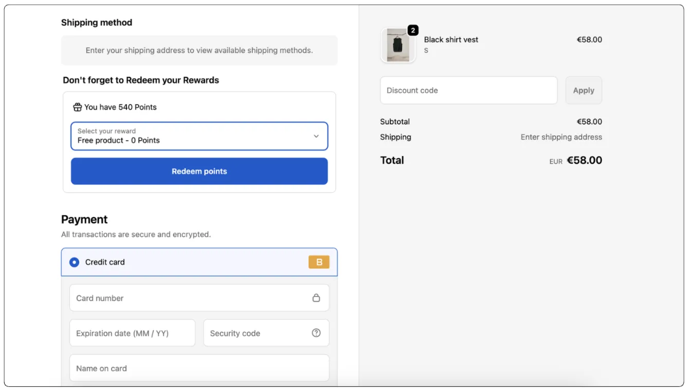 Checkout rewards extension in Shopify