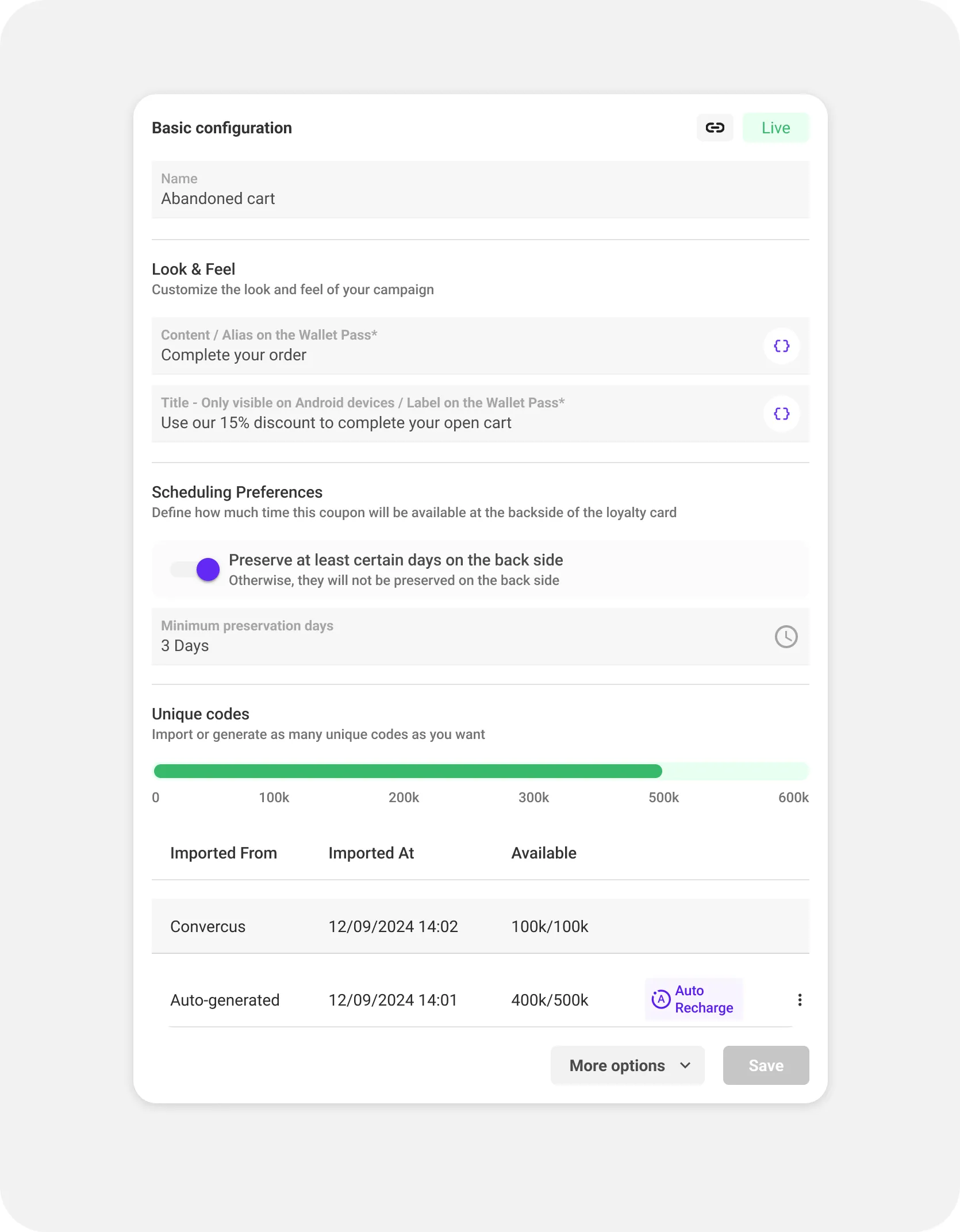 Coupon creation form