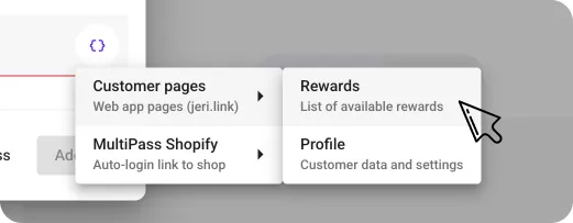 Adding a rewards page link to a loyalty card section